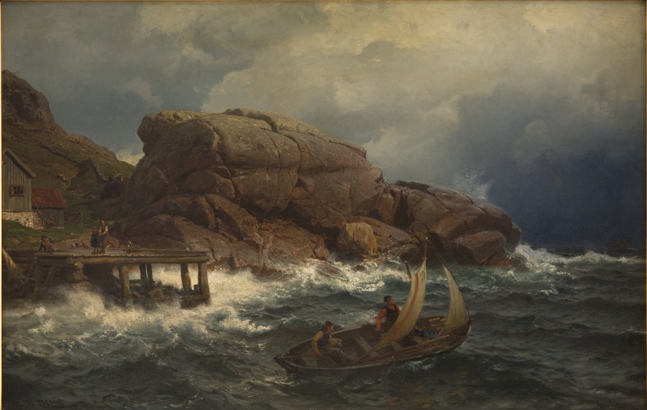 Een Noorse havenstad door Hans Gude