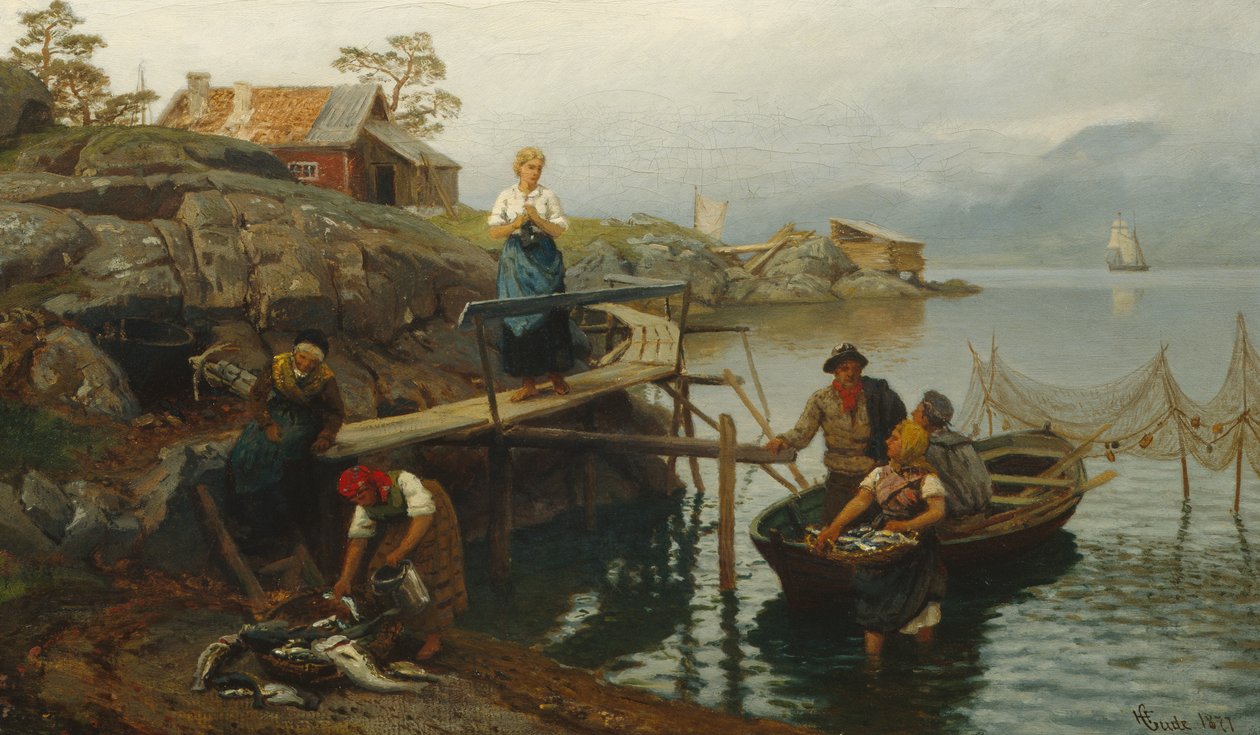 Na het vissen door Hans Gude
