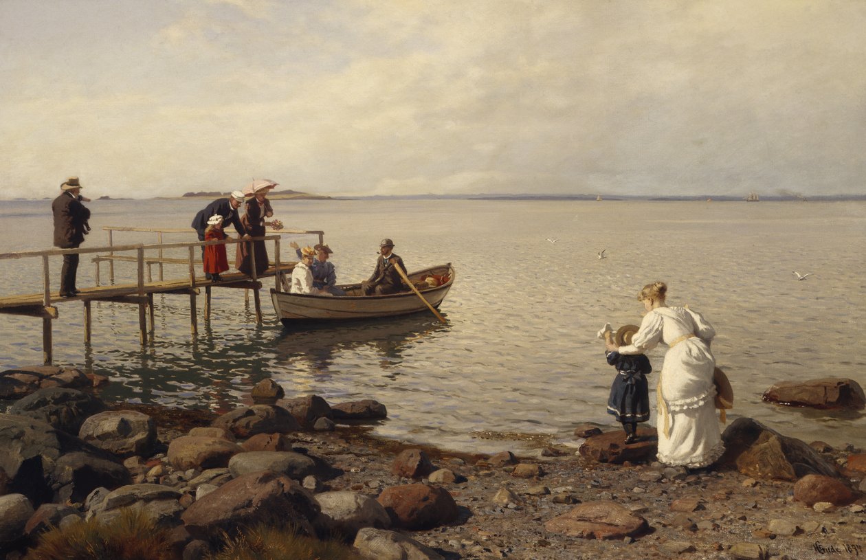 Zomerleven op het strand door Hans Gude