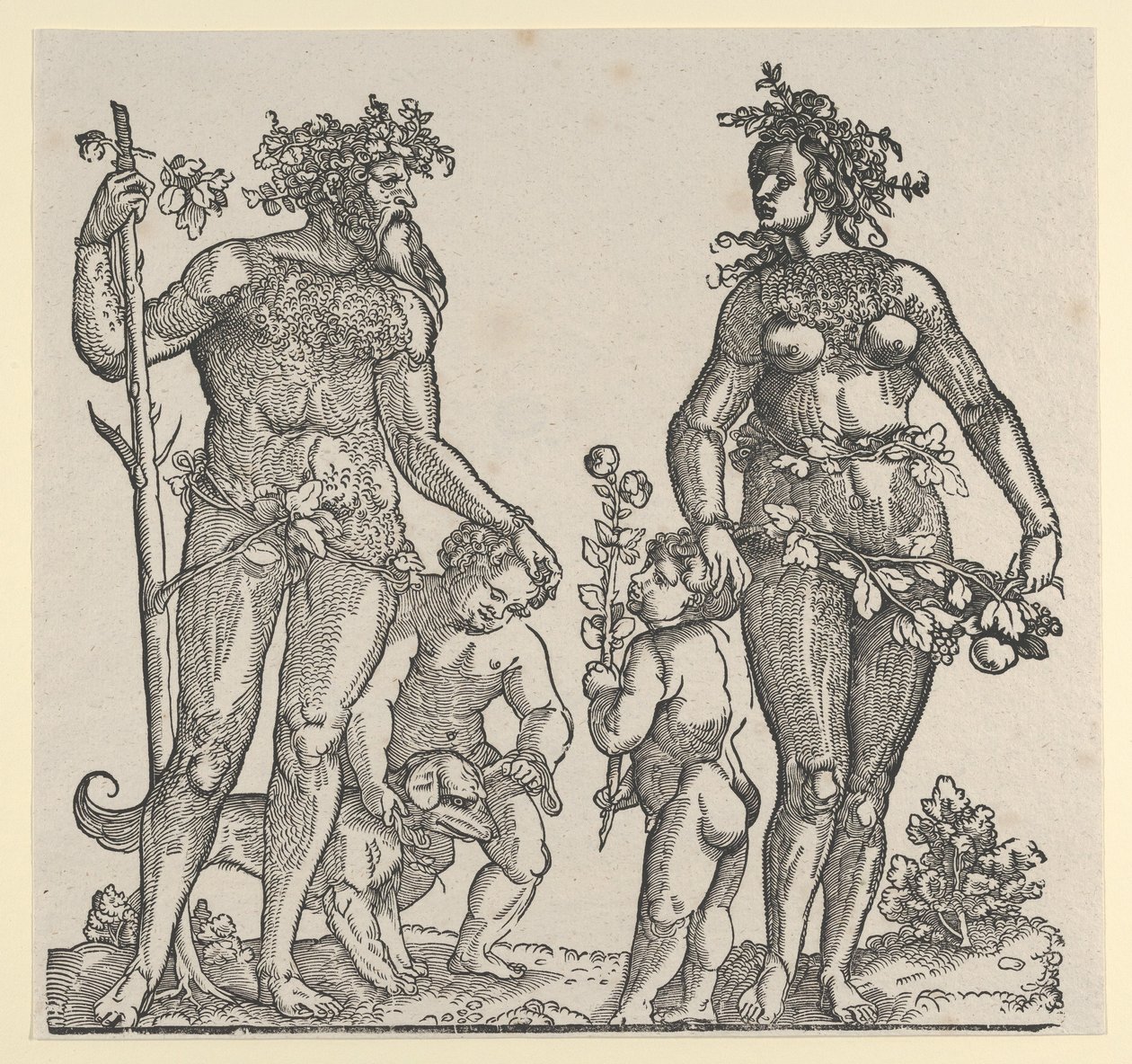 Wilde man en wilde vrouw, 1545 door Hans Guldenmond
