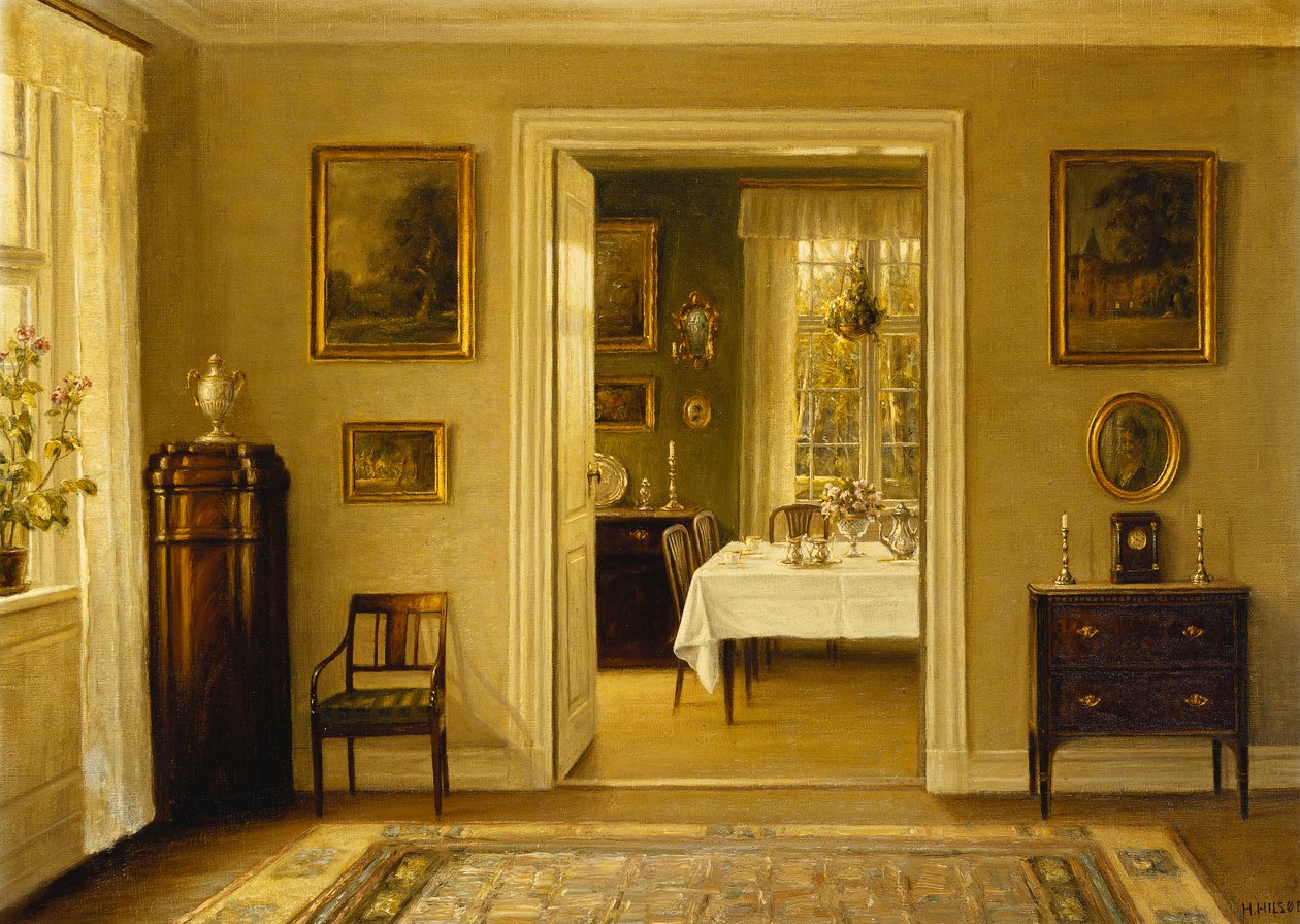 Kijkend naar de Eetkamer door Hans Hilsoe