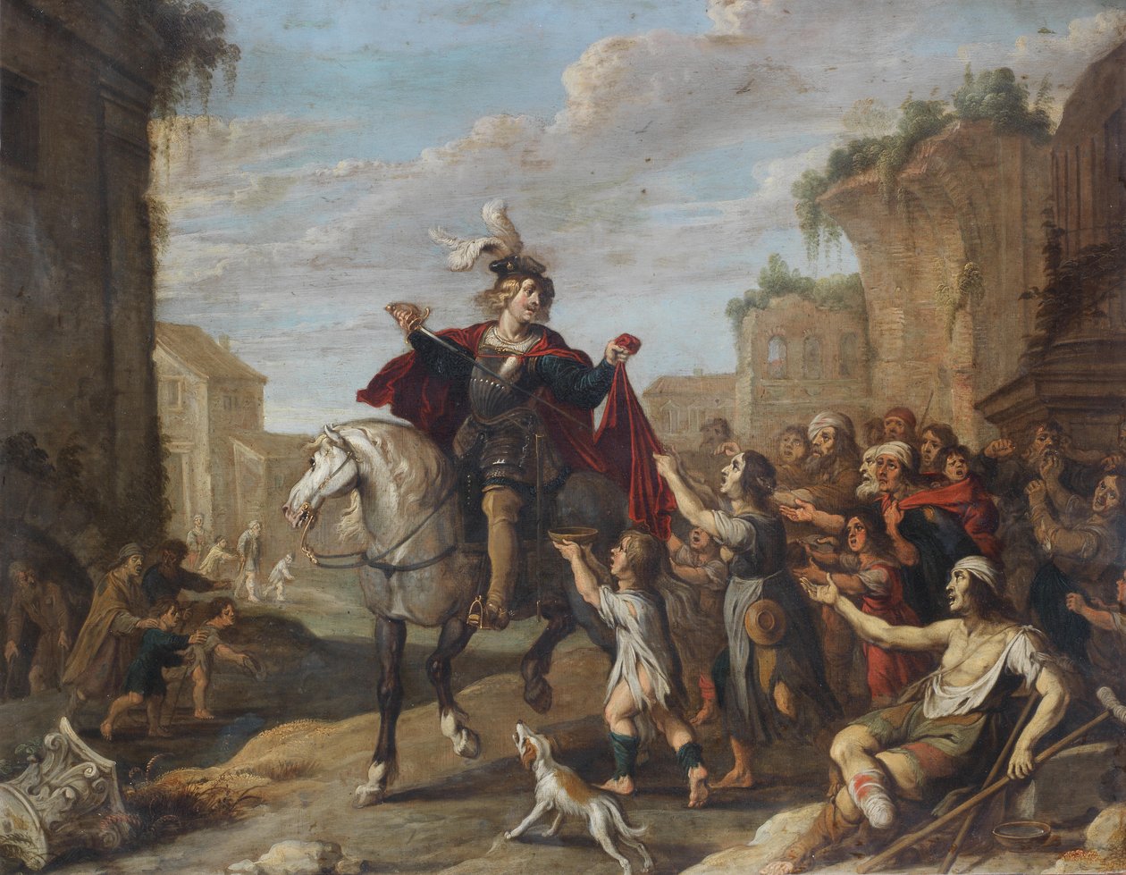 Sint Maarten die zijn mantel verdeelt door Hans Jordaens III
