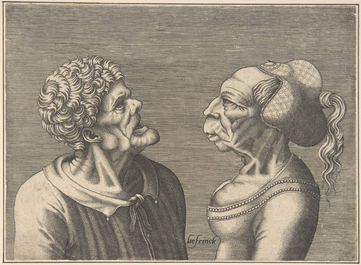 Twee Groteske Hoofden door Hans Liefrinck