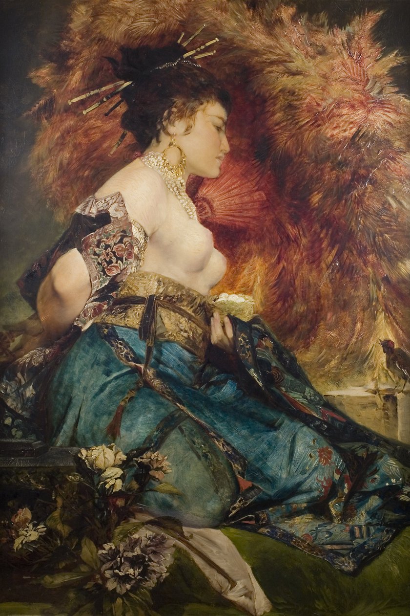 Een Japanse vrouw, ca. 1870 door Hans Makart