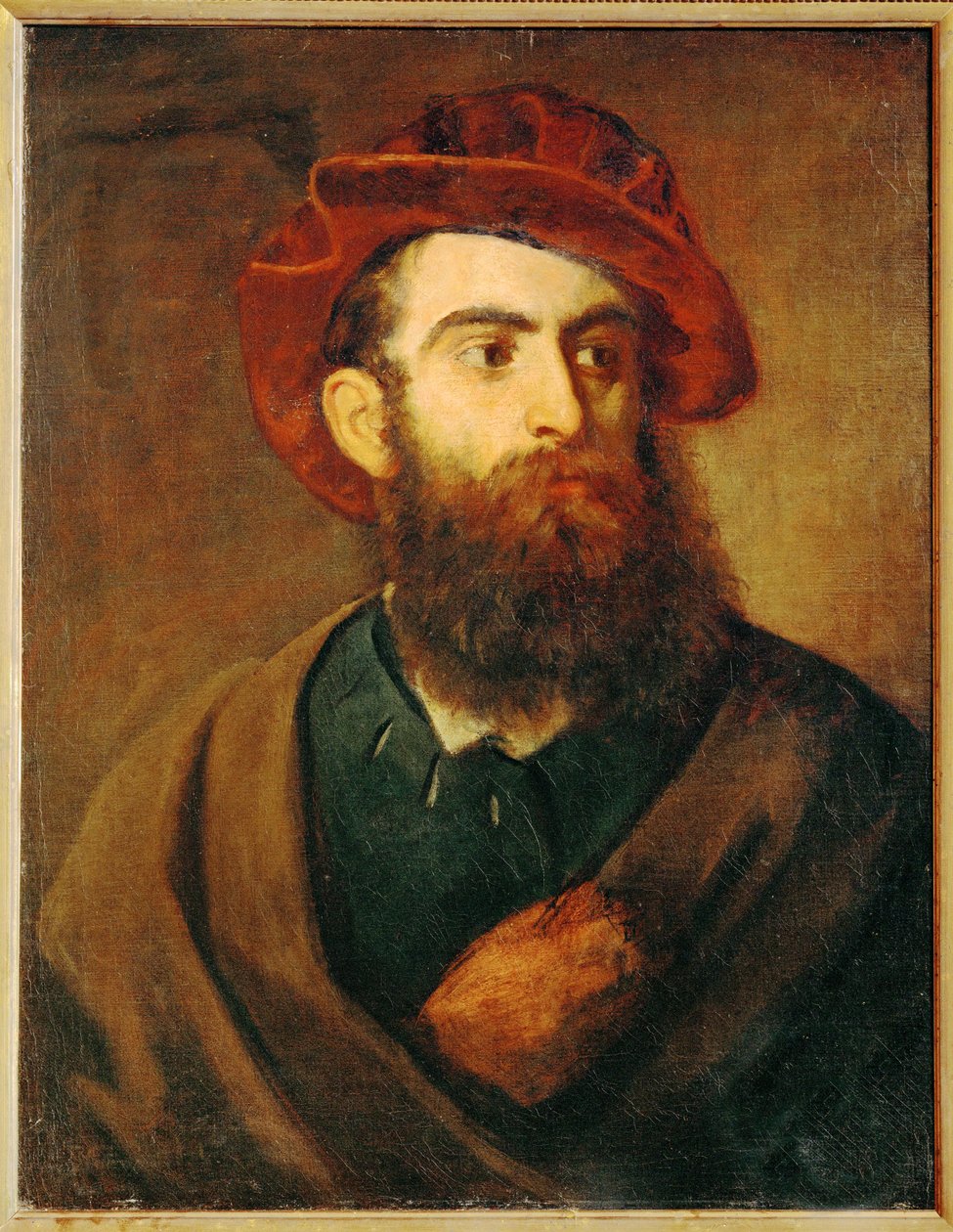 Zelfportret ... (schilderij op doek) door Hans Makart