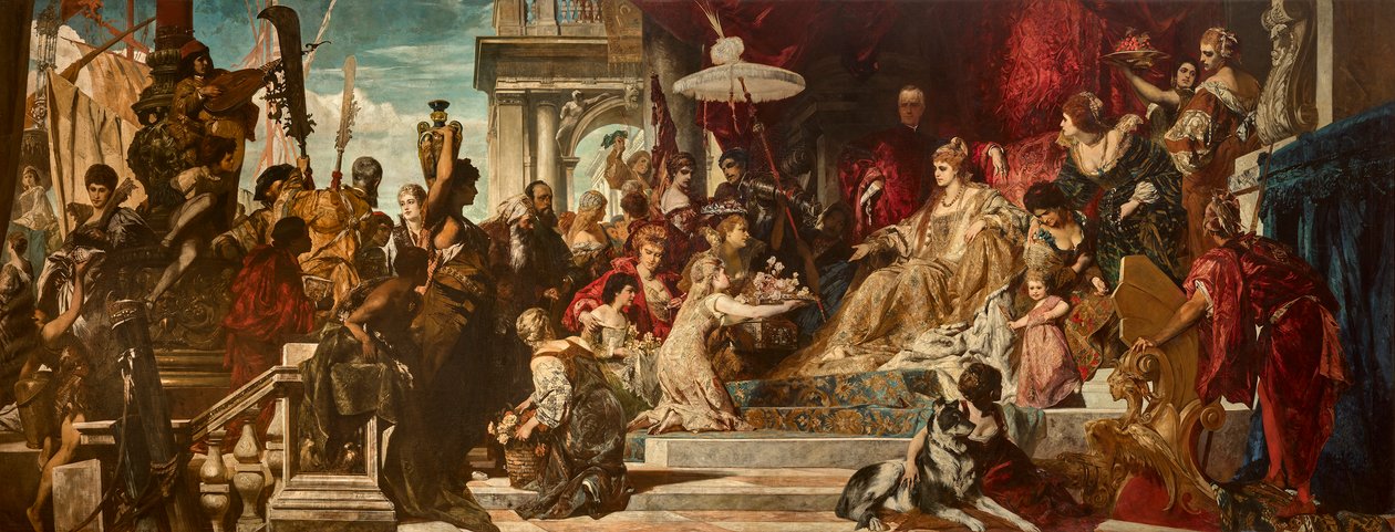 Venetië huldigt Caterina Cornaro door Hans Makart