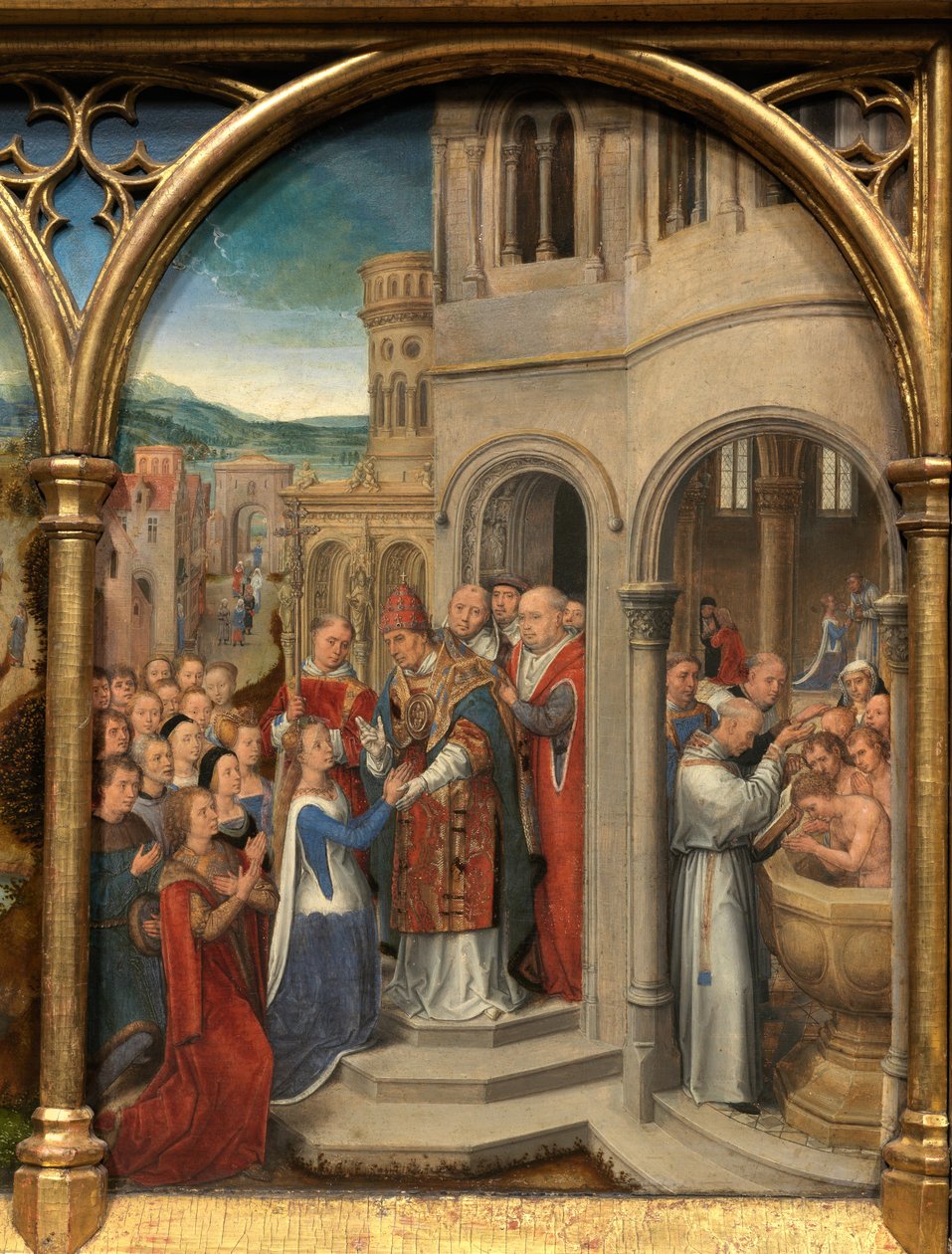 Detail van het Reliekschrijn van Sint-Ursula door Hans Memling