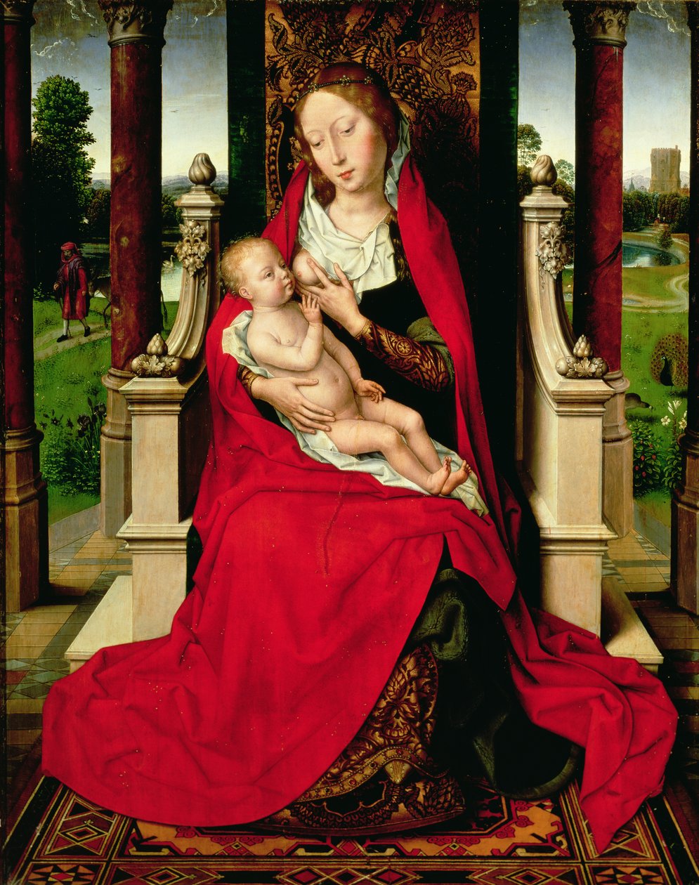 Madonna en Kind op de troon, c.1492-94 door Hans Memling