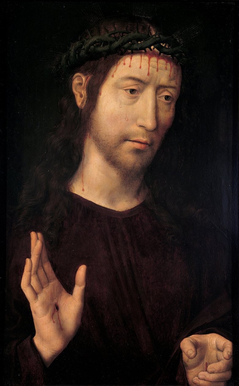 De Man van Smarten Zegent, 1480-1490 door Hans Memling