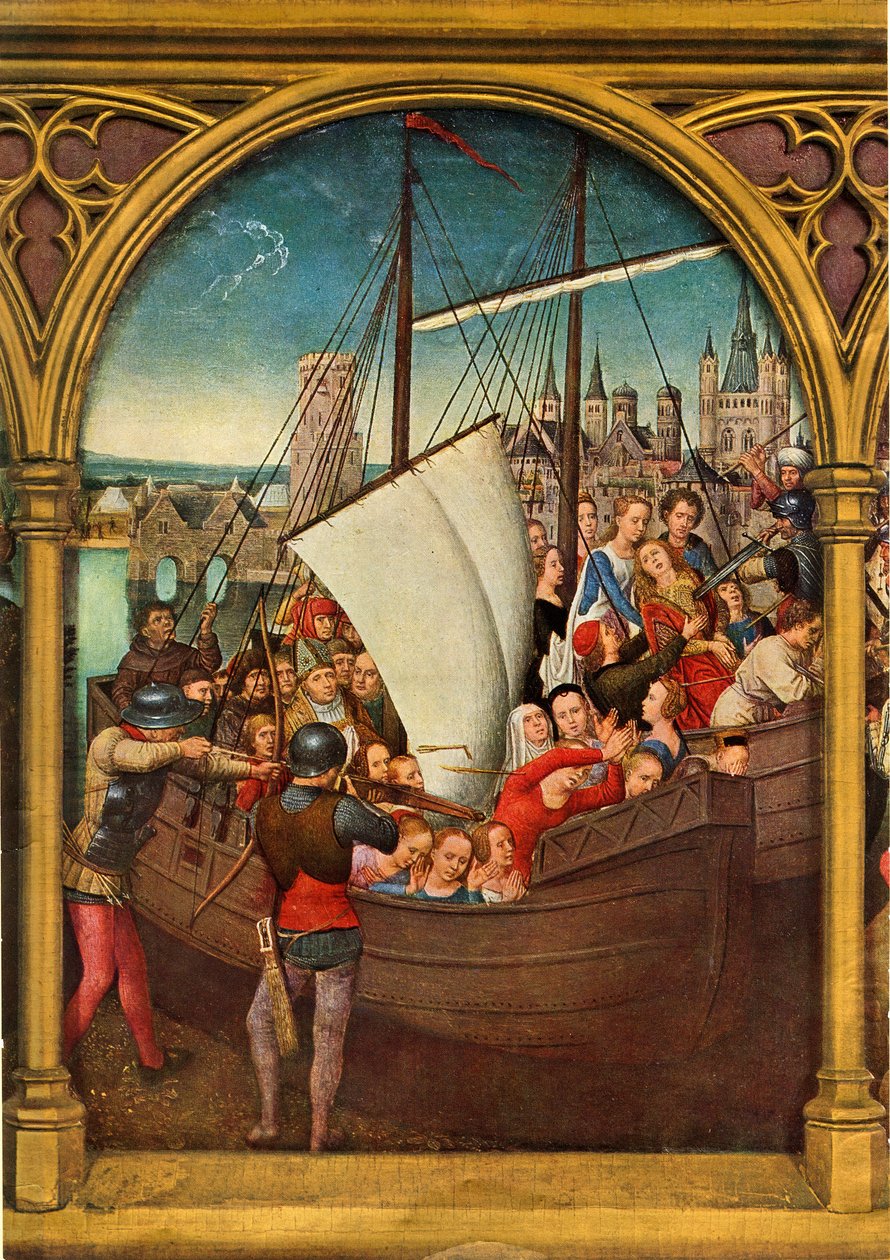 Het martelaarschap van de maagden, 1489 door Hans Memling