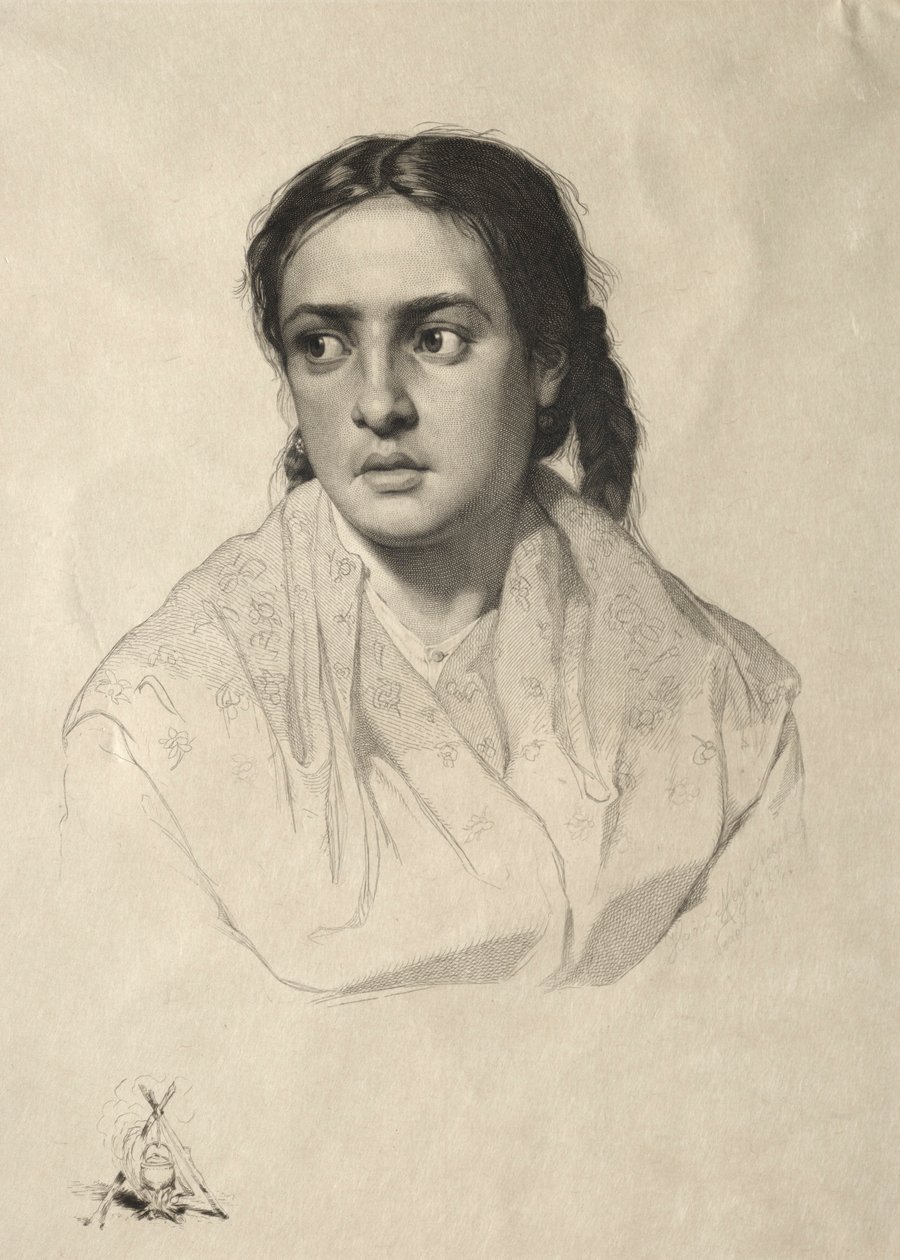 Hoofd van een Meisje, 1870 door Hans Meyer