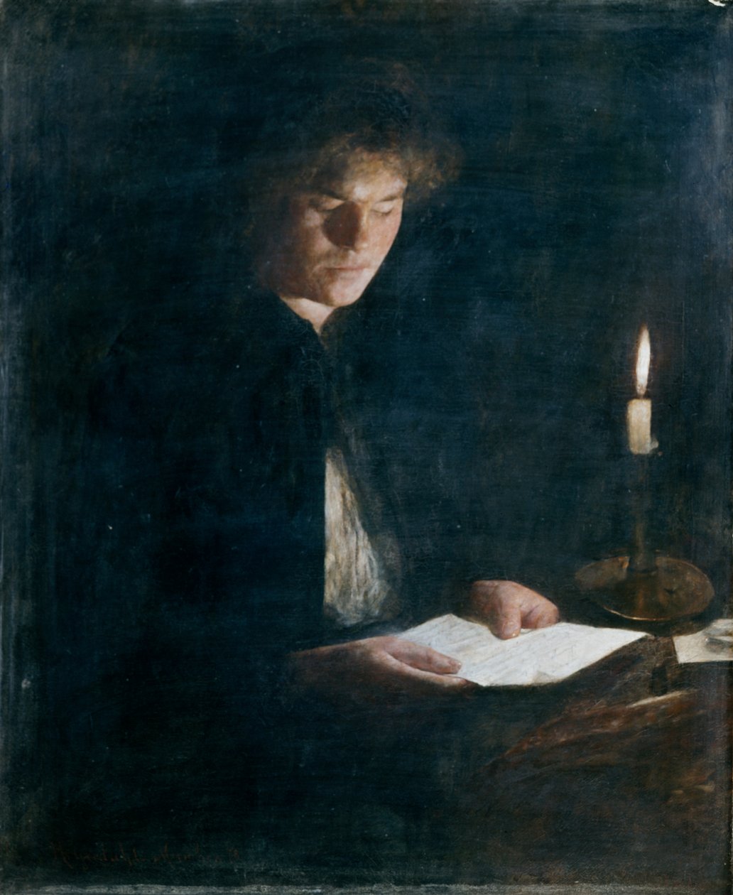 Meisje lezen door Hans Olaf Heyerdahl