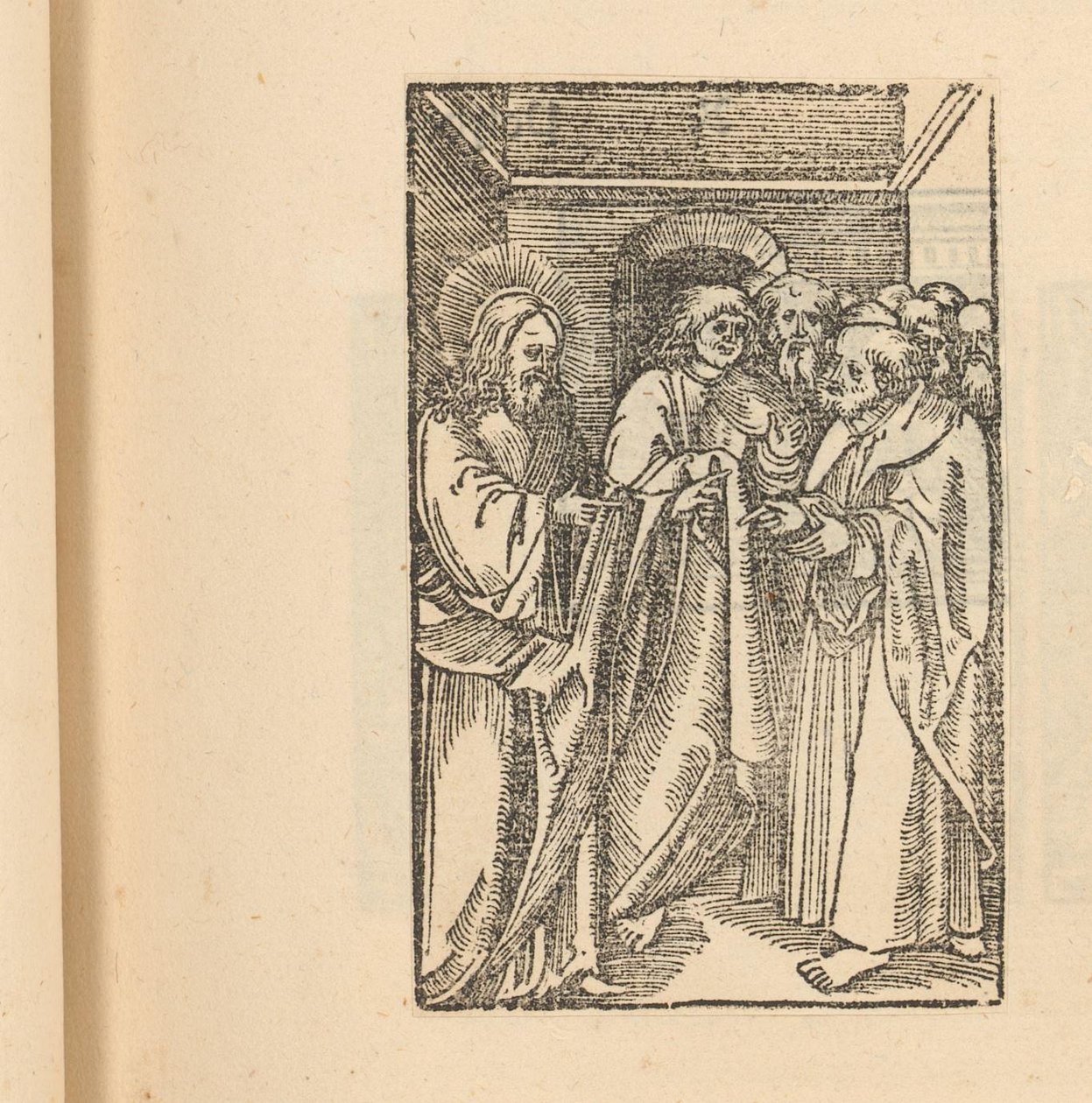 Christus bij een groep mannen door Hans Schäufelein (possibly)