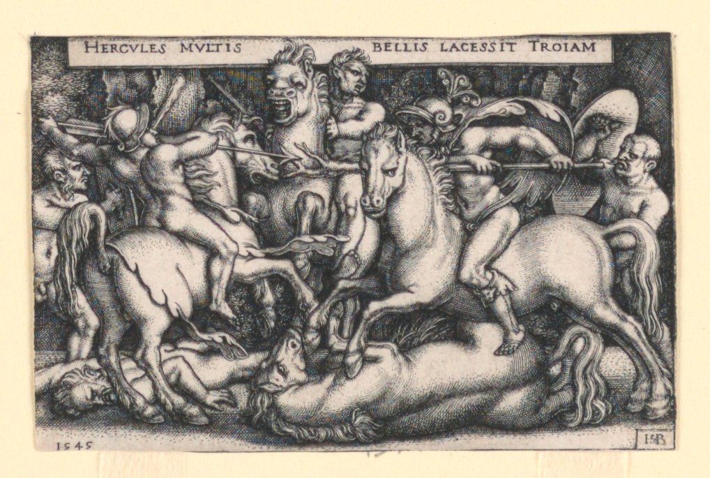 Hercules vecht tegen de Trojanen door Hans Sebald Beham