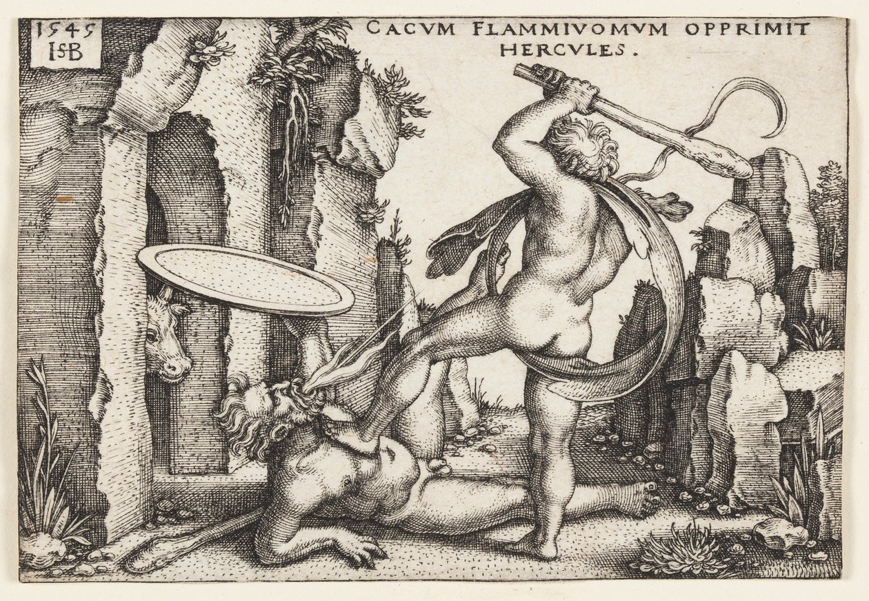 Hercules en Cacus door Hans Sebald Beham