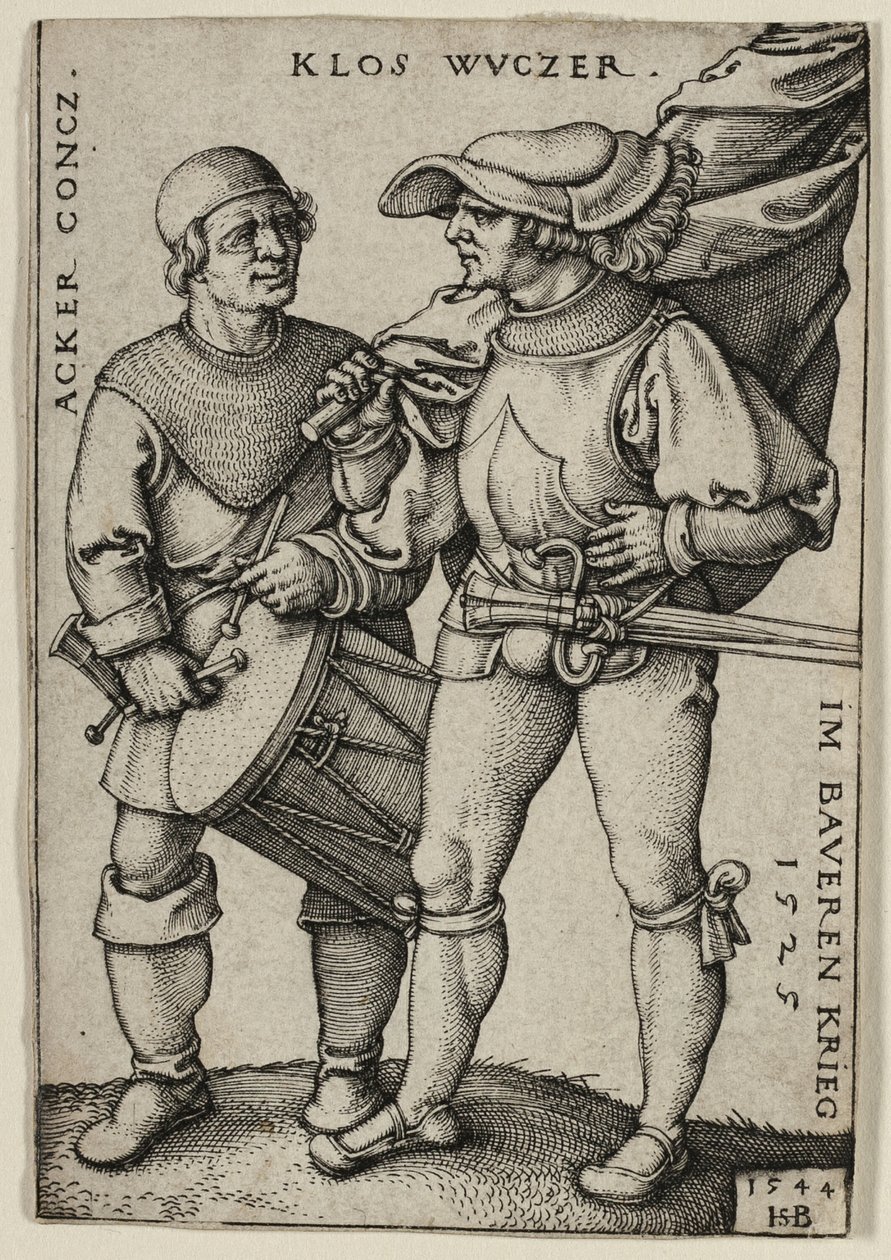 Vaandeldrager en trommelaar door Hans Sebald Beham