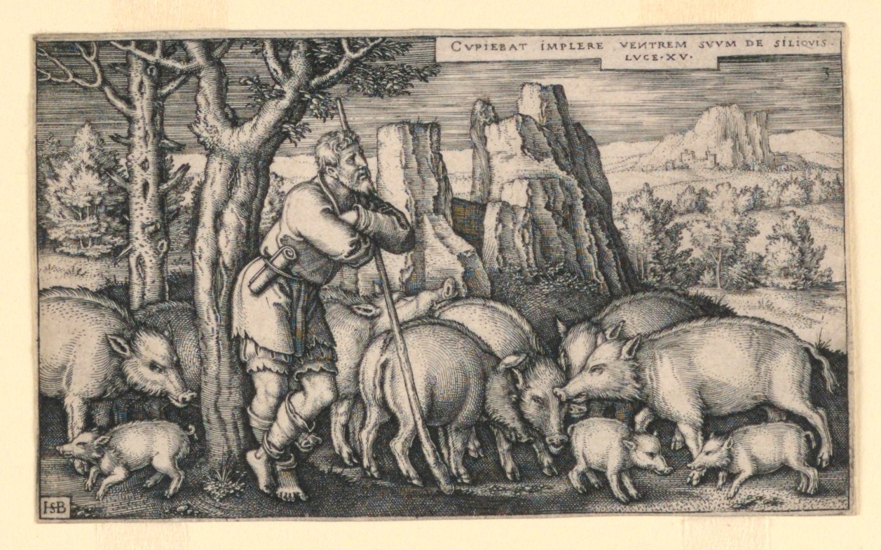 De Verloren Zoon tussen de Varkens door Hans Sebald Beham