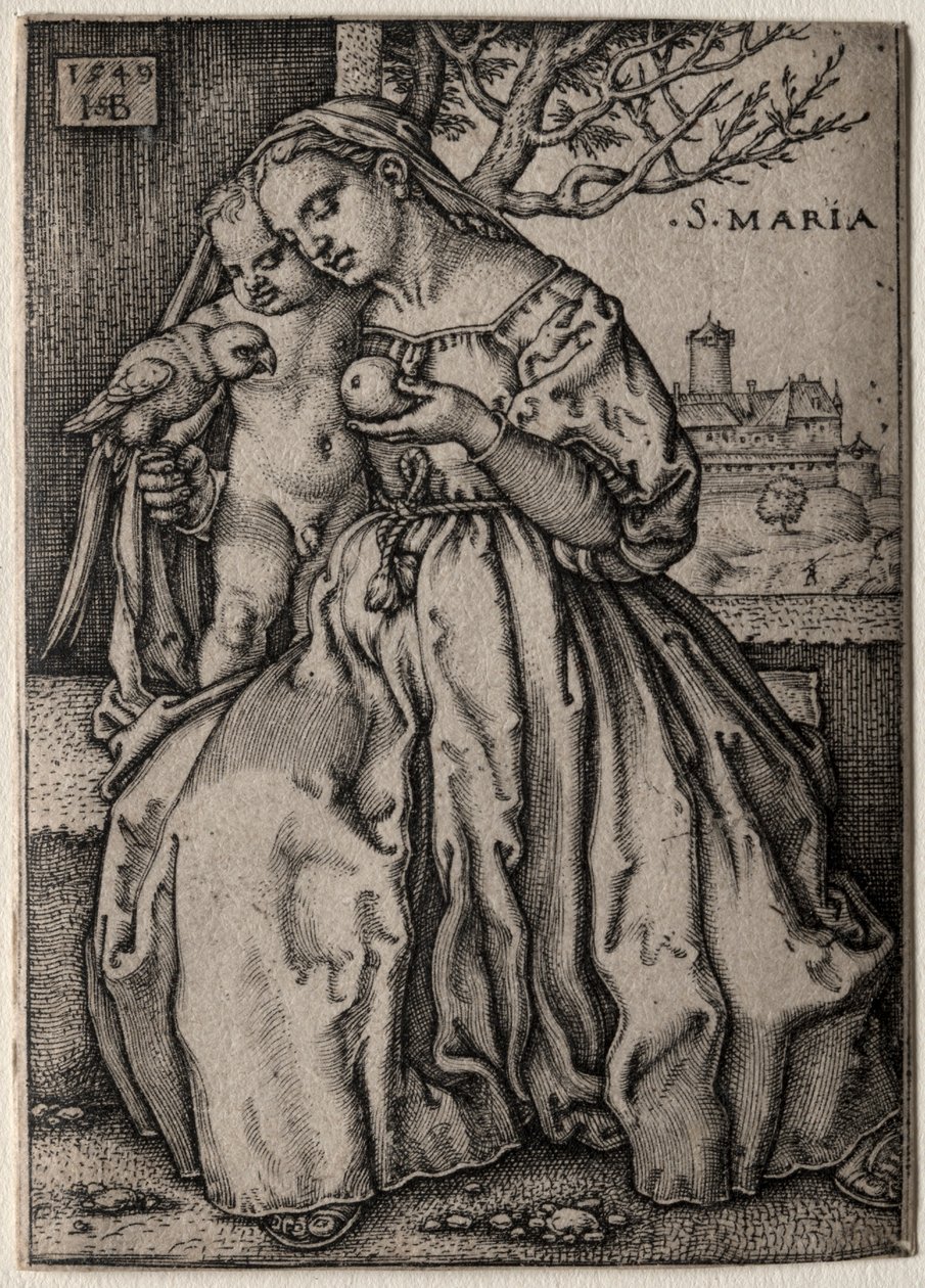 Maagd met de papegaai, 1549 door Hans Sebald Beham