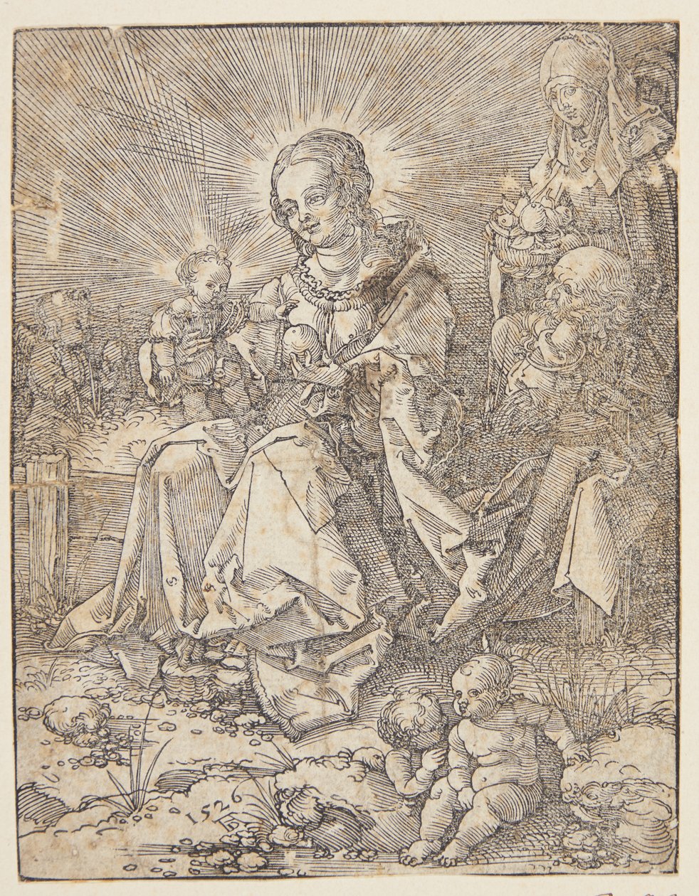 De Madonna op een grasrijke oever door Hans Springinklee
