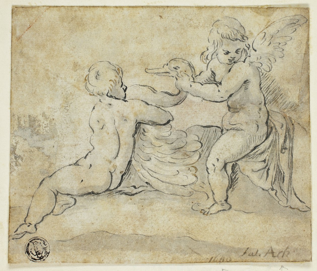 Putti Zwaan door Hans von Aachen