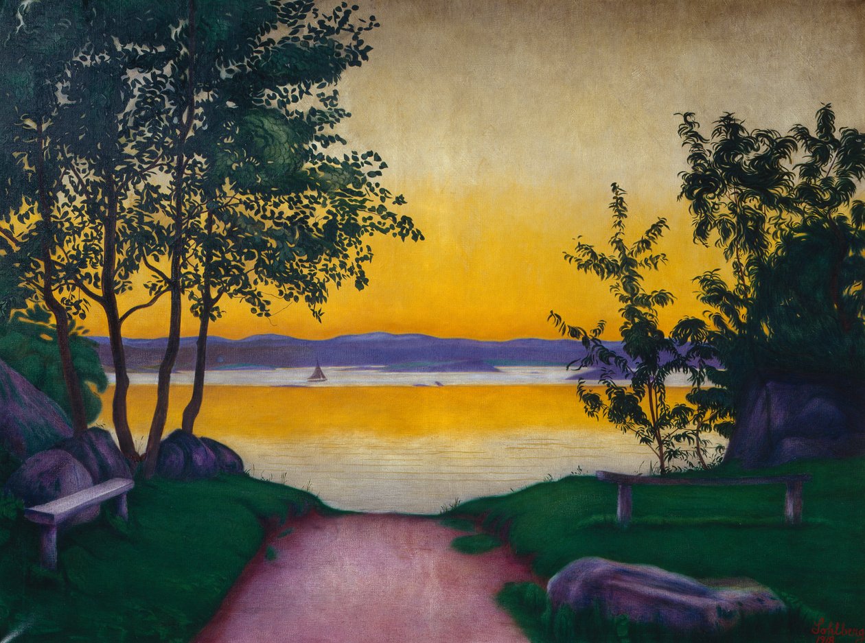 Avondsfeer, Viksfjorden door Harald Oscar Sohlberg