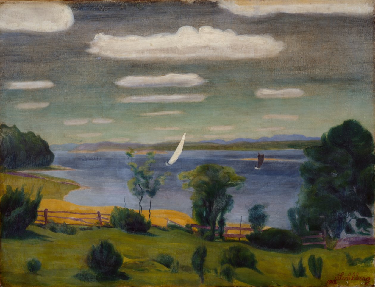 Zomerdag bij Viksfjorden, Larvik door Harald Oscar Sohlberg