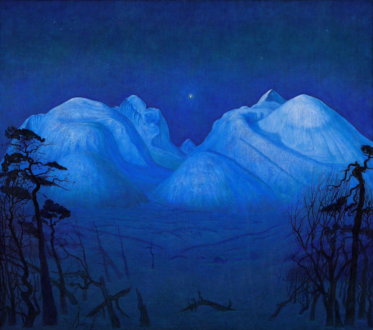Winternacht in de Bergen door Harald Oscar Sohlberg