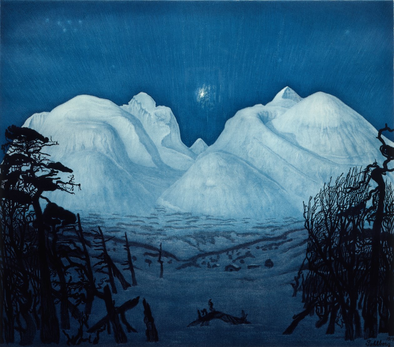 Winternacht in Rondane door Harald Oscar Sohlberg