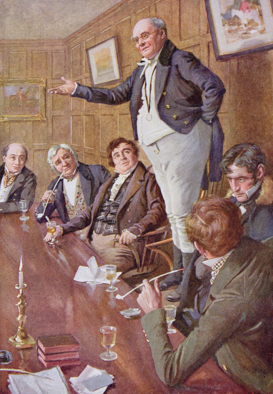 Mr Pickwick spreekt de club toe, illustratie voor 