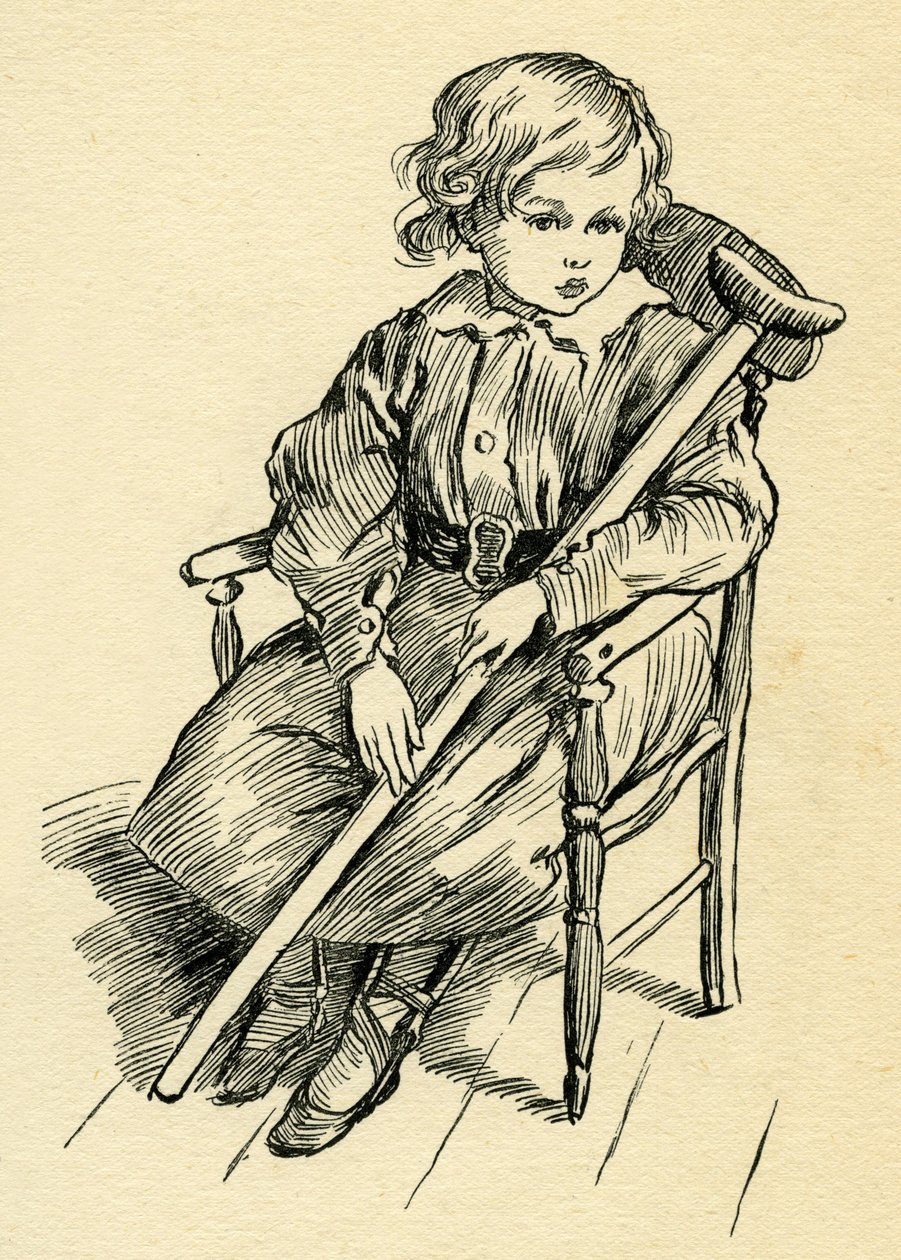 Tiny Tim in Een kerstlied door Charles Dickens door Harold Copping