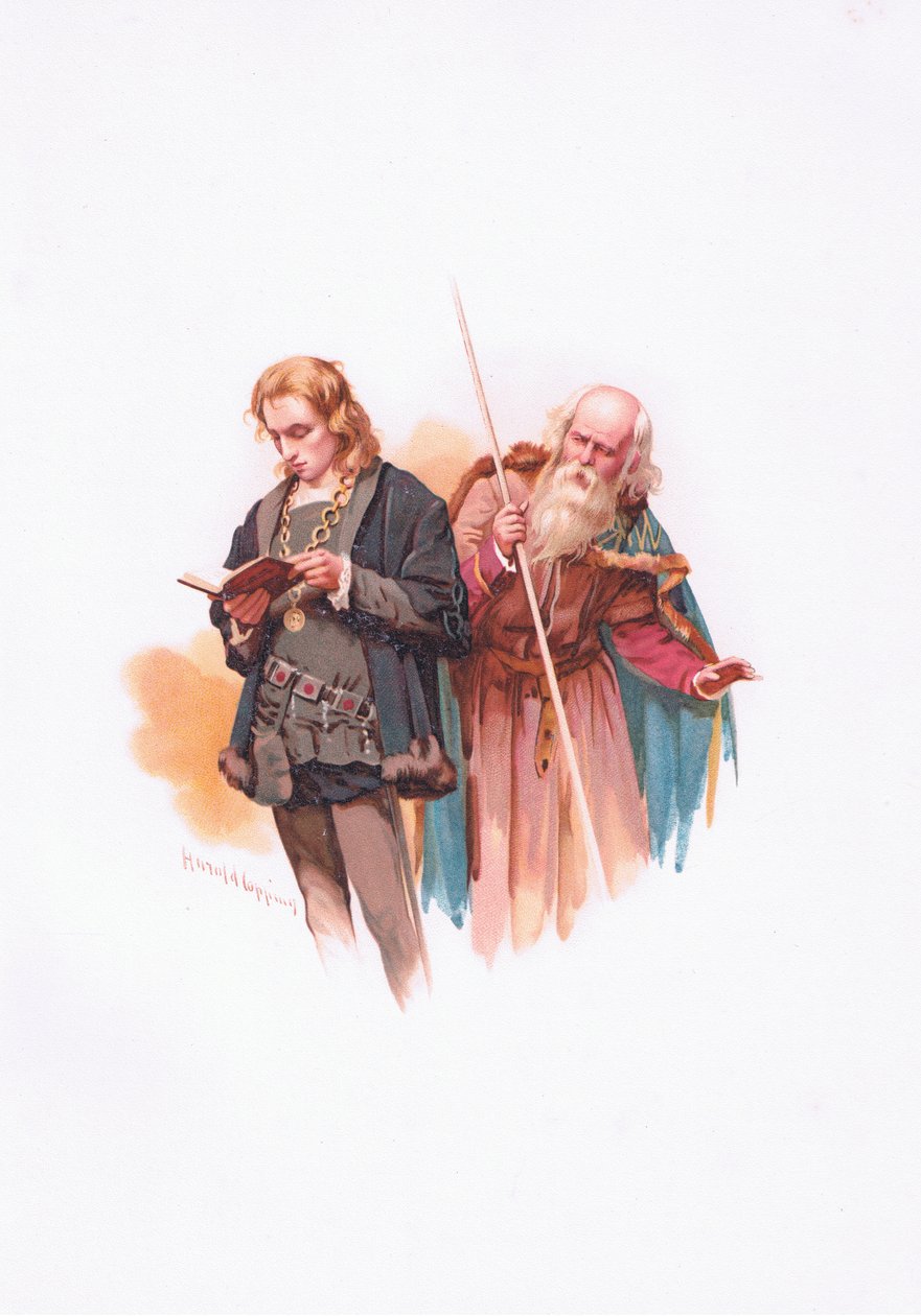 Hamlet en Polonius, illustratie uit Hamlet door Harold Copping