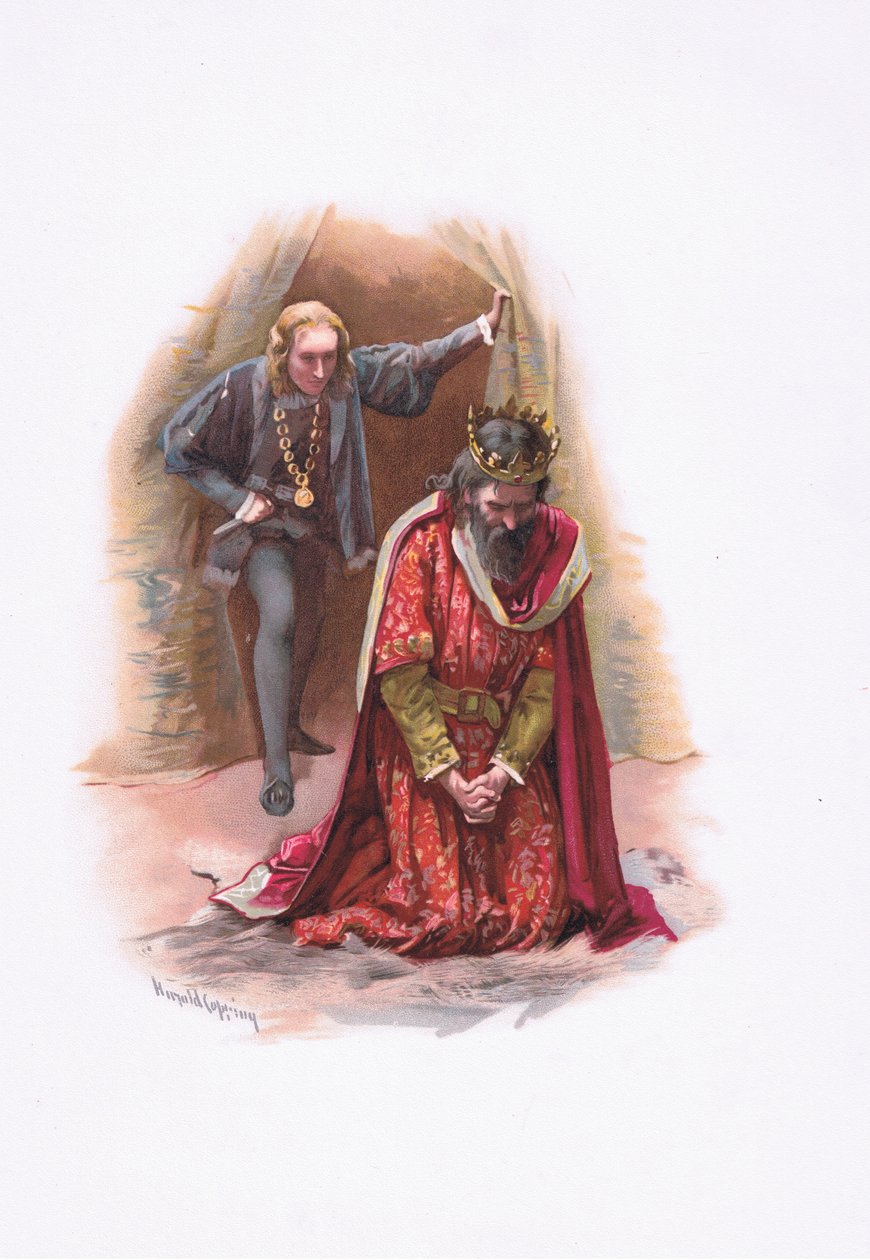 Hamlet en de koning, illustratie uit Hamlet door Harold Copping