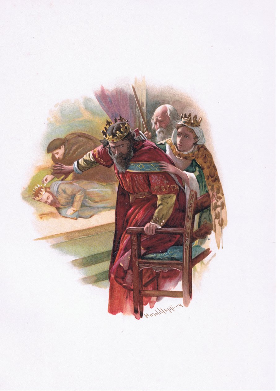 Koningin Gertrude, illustratie uit Hamlet door Harold Copping