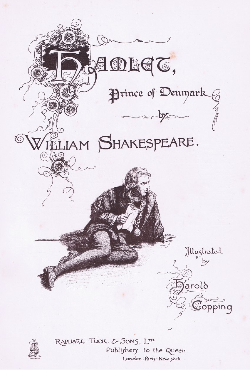 Titelpagina ontwerp, illustratie uit Hamlet door Harold Copping
