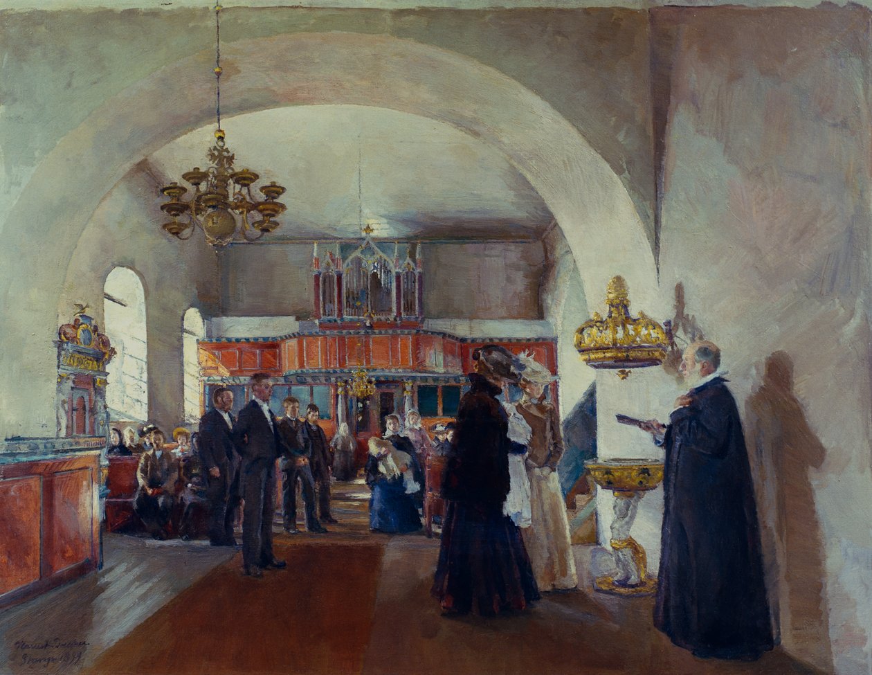 Doop in de Stange kerk door Harriet Backer