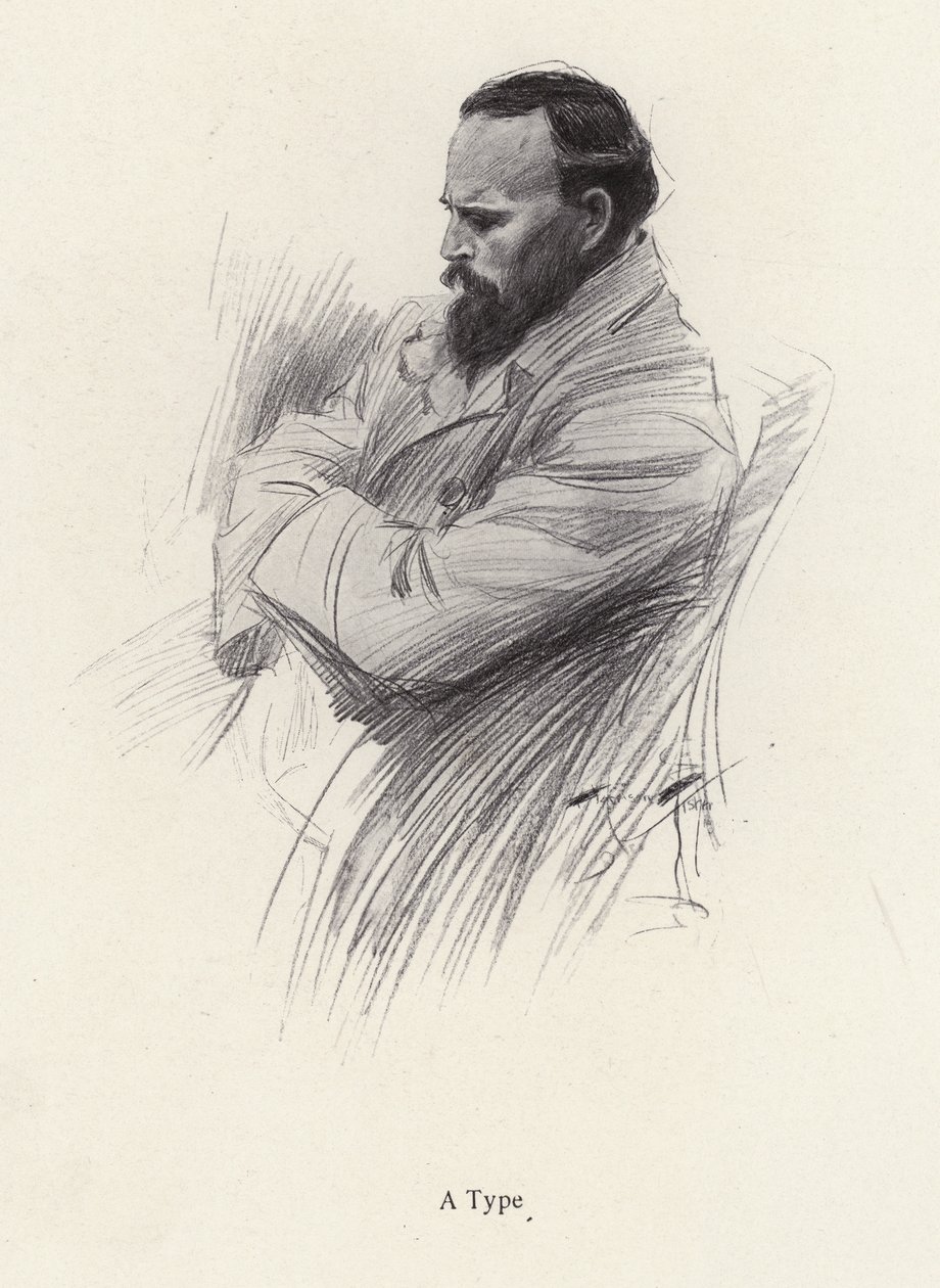 Portret van een zittende man (litho) door Harrison Fisher