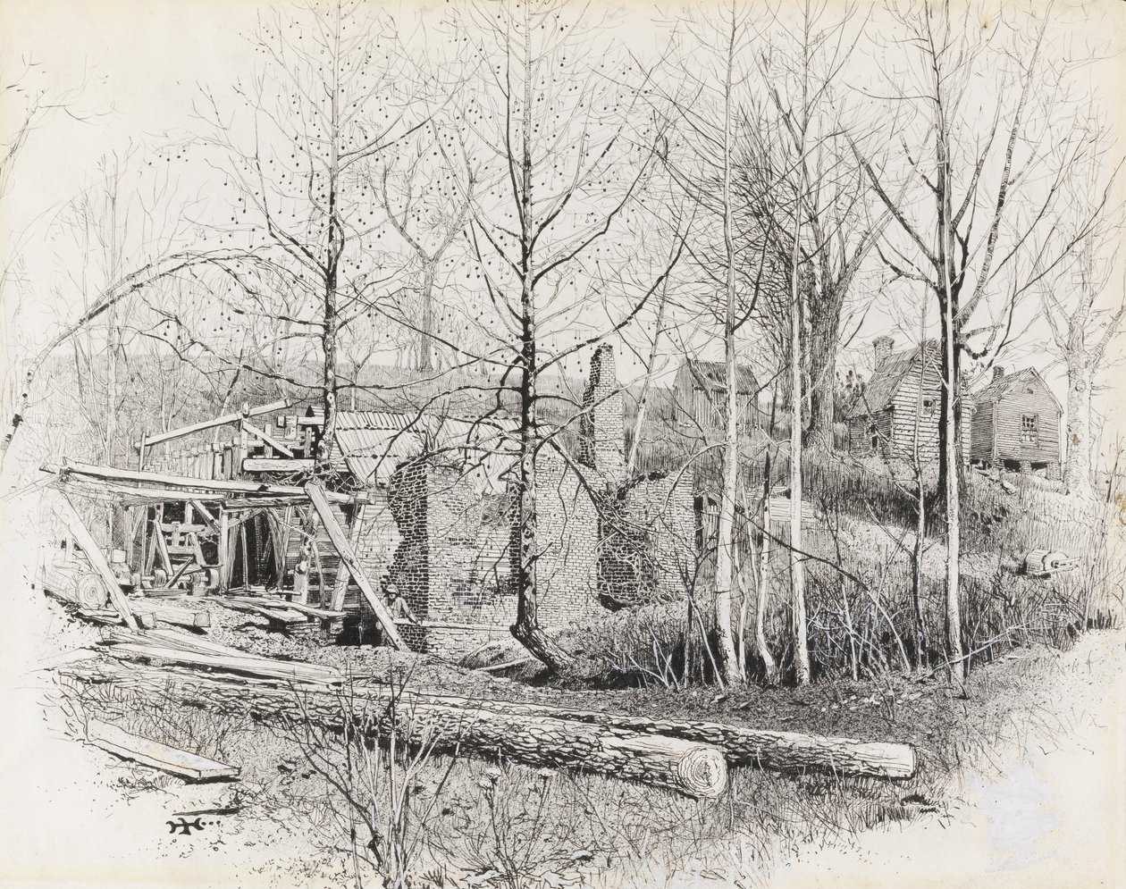 Huidige aspect van Gainess Mill, kijkend naar het oosten door Harry Fenn
