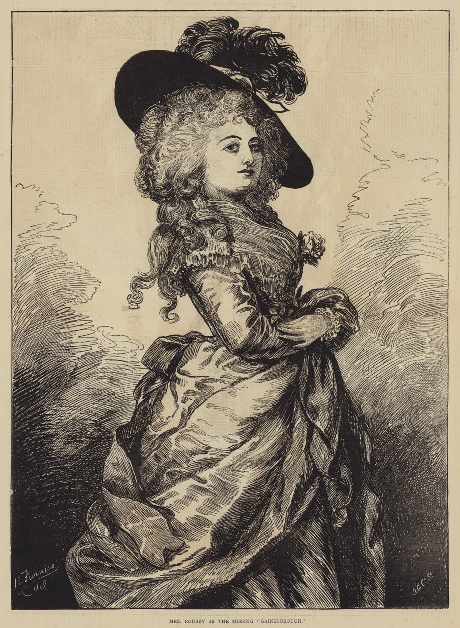 Mevrouw Rousby als de Vermiste Gainsborough door Harry Furniss