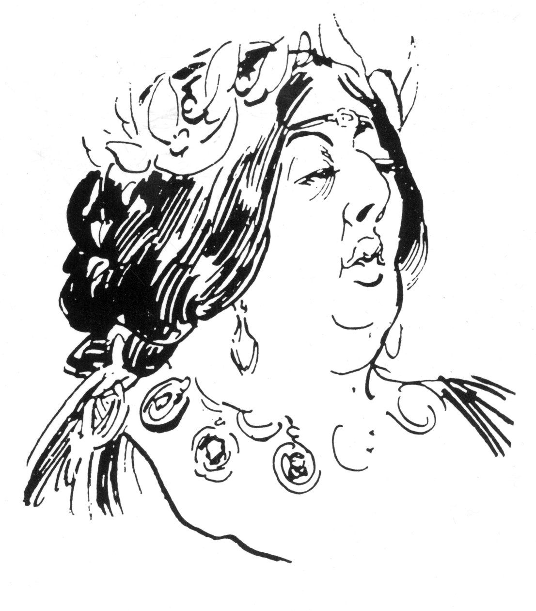 Portret van Jane Francesca Agnes Wilde als Madame de Recamier door Harry Furniss