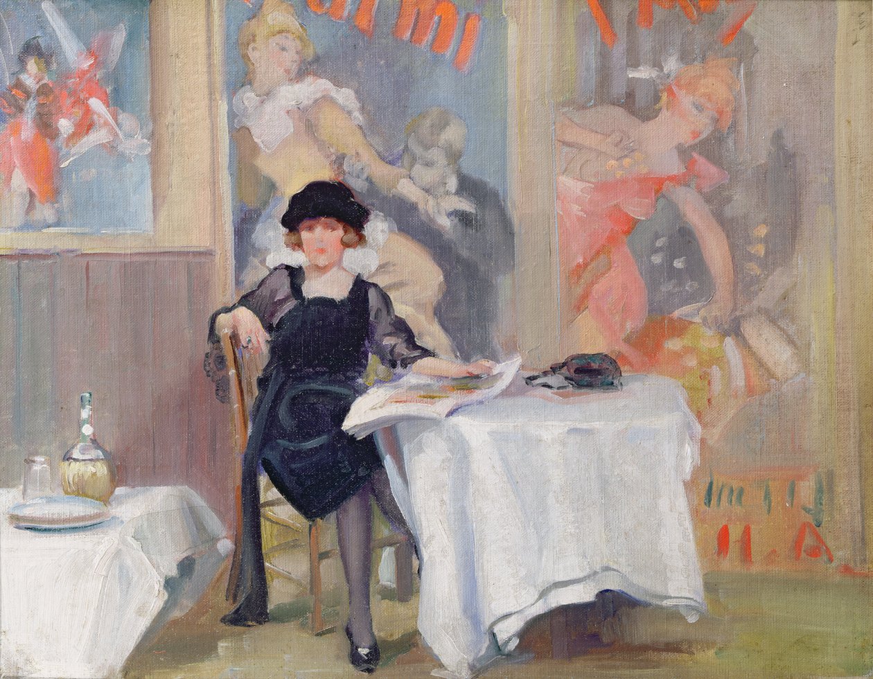 Dame aan een Cafétafel door Harry J. Pearson