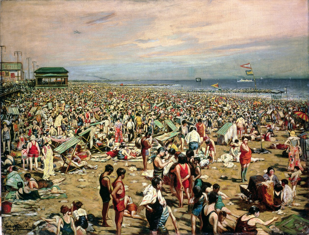 Strandscène, Coney Island door Harry Herman Roseland