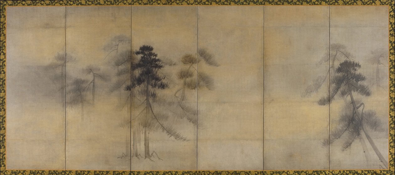 Pijnbomen in Maanlicht door Hasegawa Tohaku