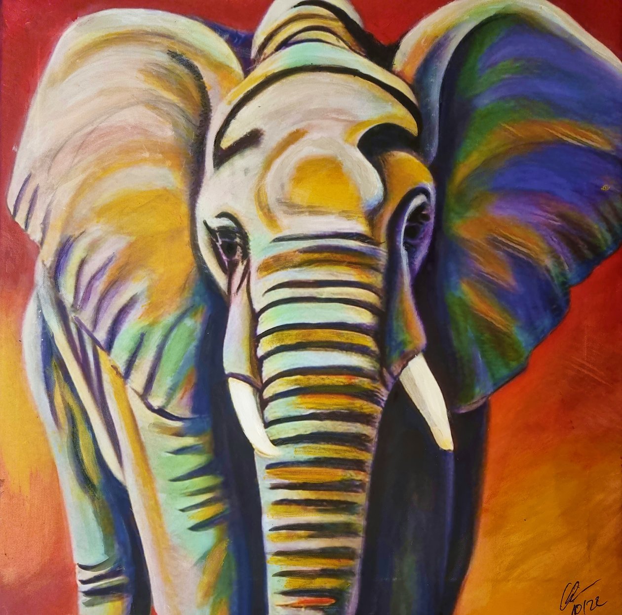 Bonte Olifant door HaskellArt