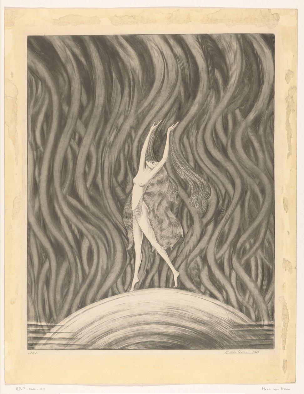 Dansende, naakte vrouw door Hein von Essen (signed by artist)