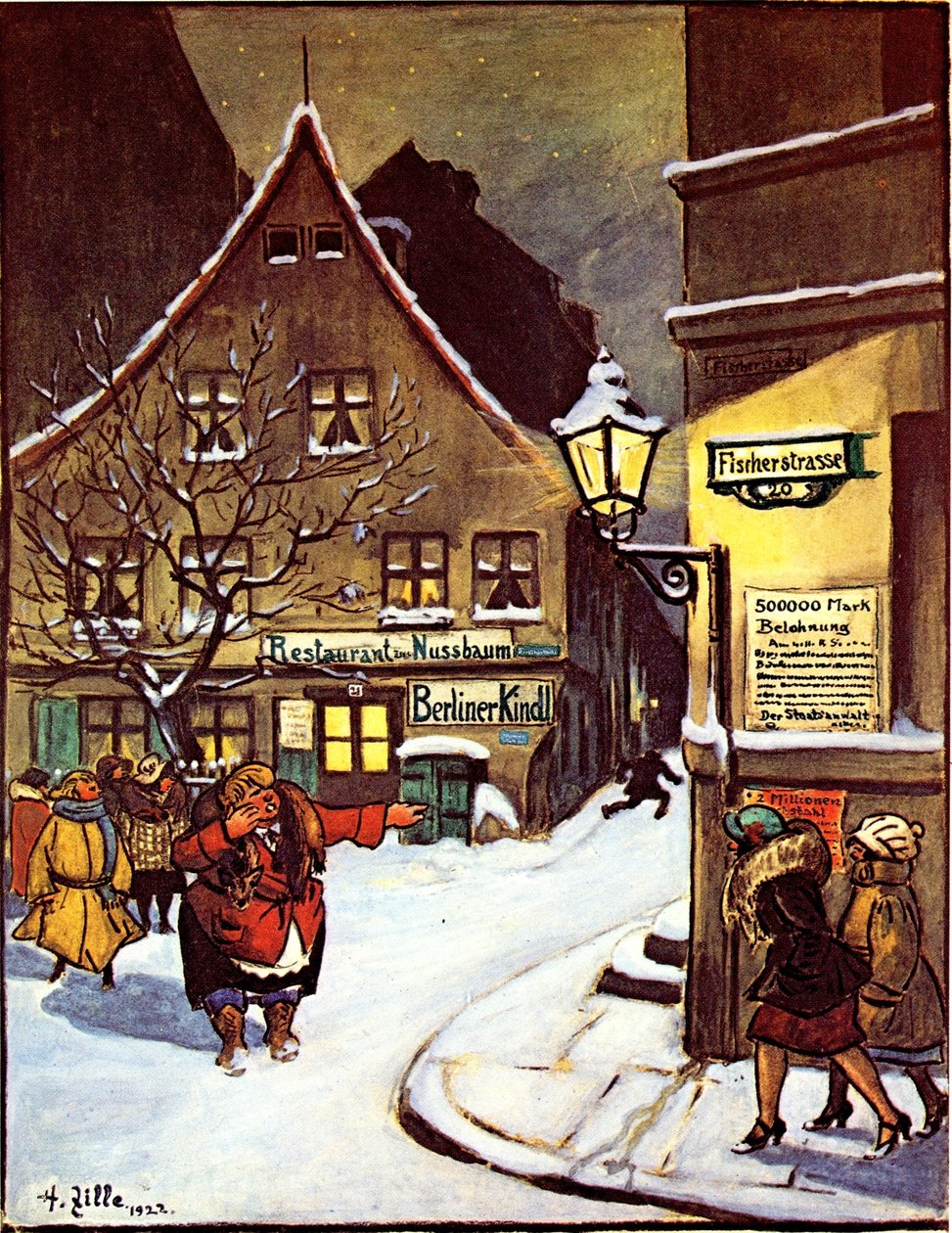 Straatscène in Berlijn Fischerstraße door Heinrich Zille