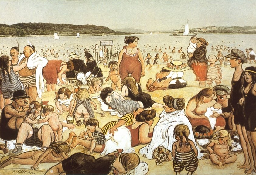 Berliner Strandleben 1912 door Heinrich Zille