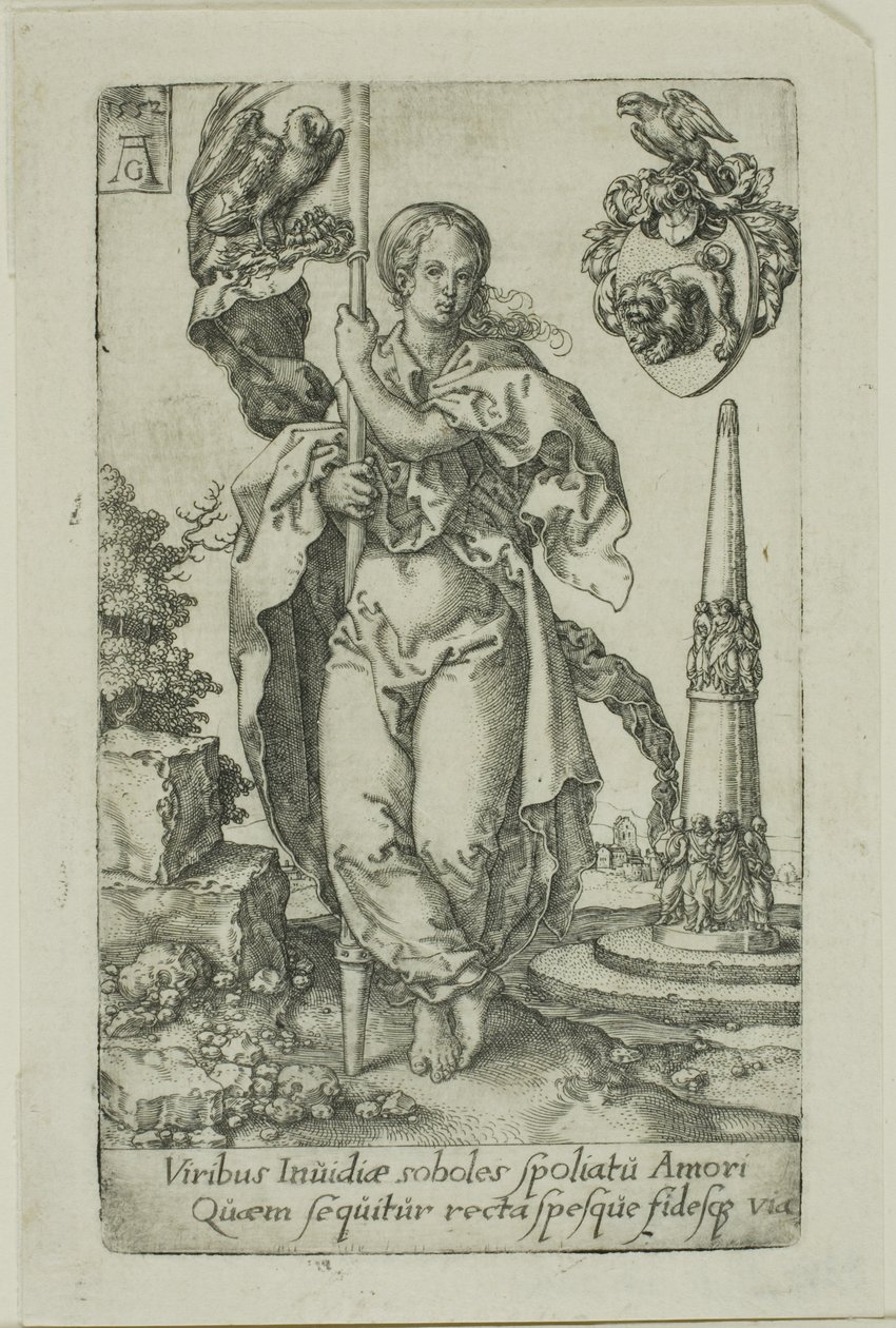 Liefdadigheid, uit de Deugden door Heinrich Aldegrever