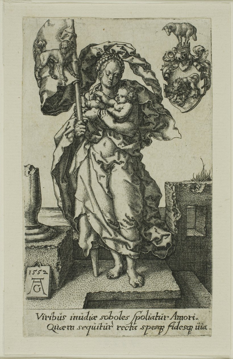 Mededogen, uit de Deugden door Heinrich Aldegrever