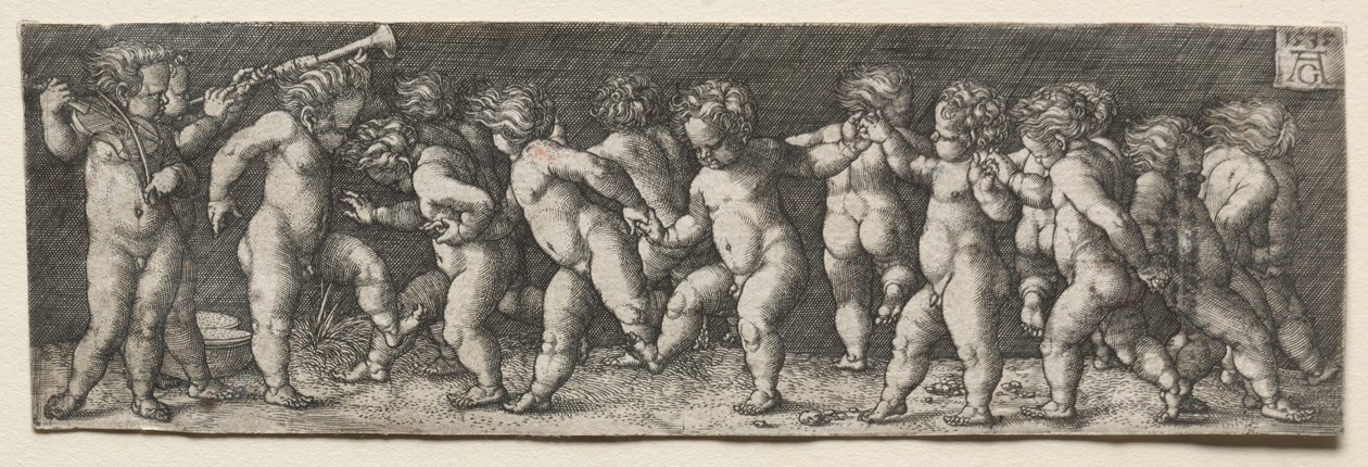 Vijftien Naakte Kinderen Dansen, 1535 door Heinrich Aldegrever