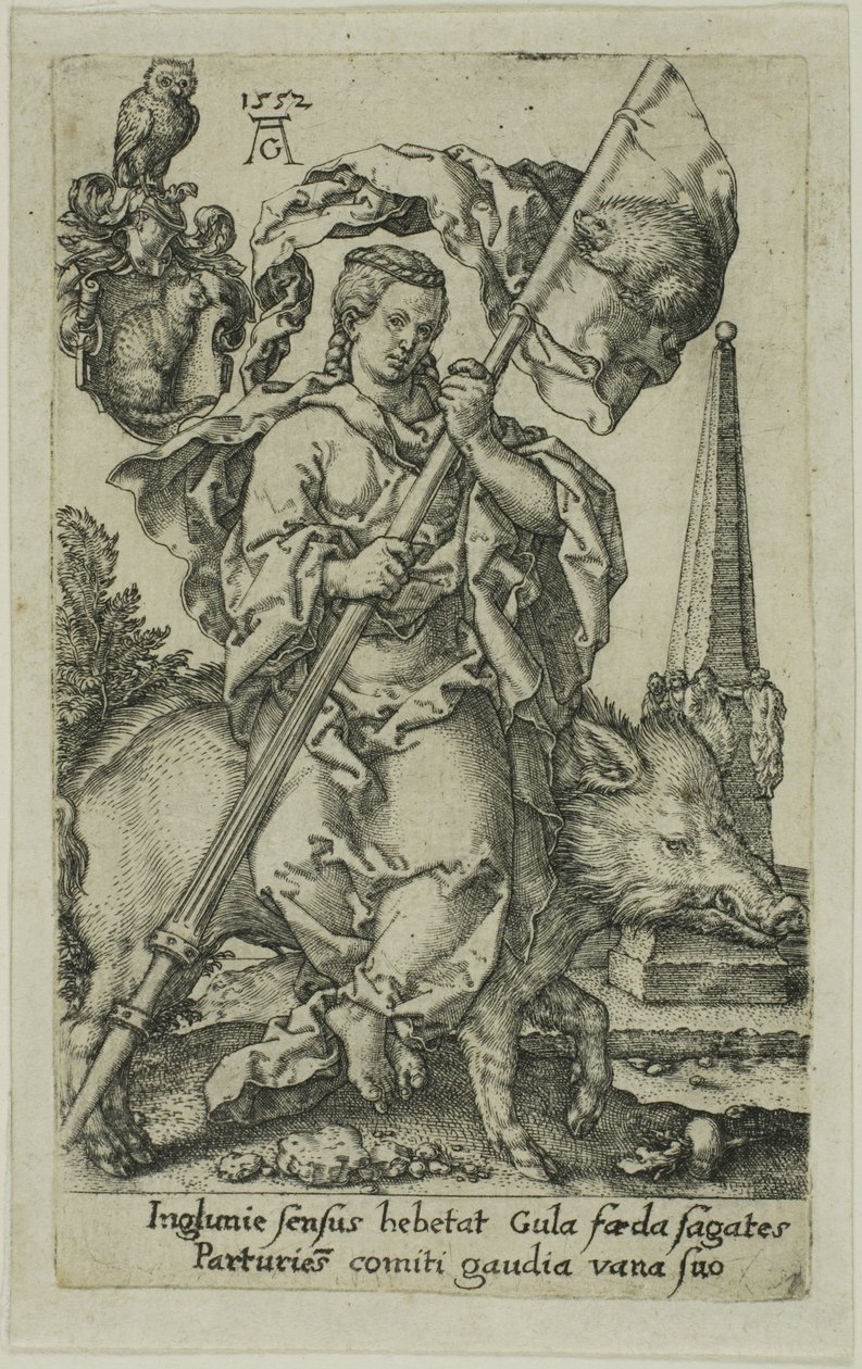 Vraatzucht, uit de Ondeugden door Heinrich Aldegrever